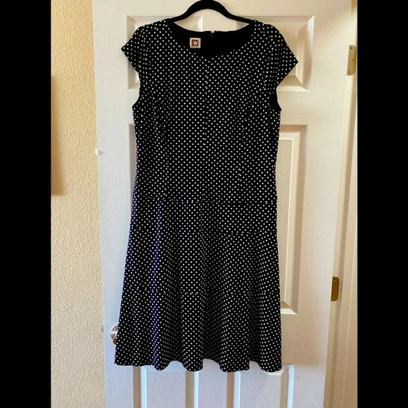 anne klein black and white dress Anne Klein Women's Black and White Dot Printed Dress